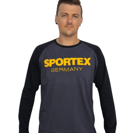 Футболка Sportex Longsleeve-Shirt серо-черная с длинным рукавом