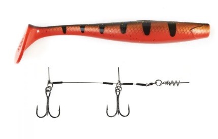 Виброхвосты Lucky John 3D BBS Giant "Kubira Swim Shad" 9,0 (23 см)+Stinger L 