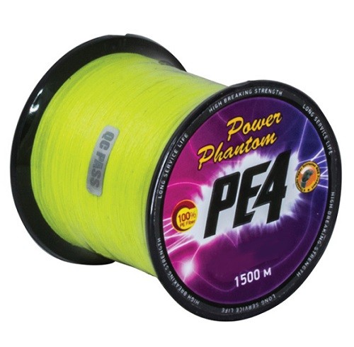 Шнур Power Phantom PE4, 1500м  (флуоресцентный желтый) Шнур Power Phantom PE4, 1500м  (флуоресцентный желтый)
