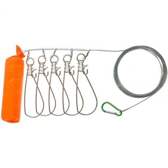 Кукан zig & zag. тросс 5м. с поплавком. 5 застежек Кукан zig & zag. тросс 5м. с поплавком. 5 застежек