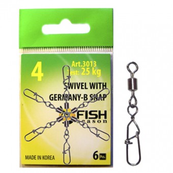 Вертлюжок Fish Season с застежкой Swiwel With Snap Germany-B Вертлюжок Fish Season с застежкой Swiwel With Snap Germany-B